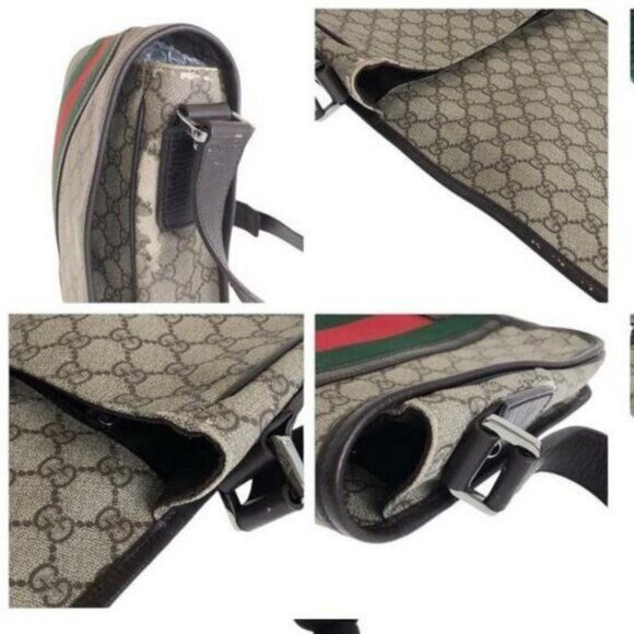 Authentic Gucci GG Sherry Supreme Web Messenger Bag Monogram Flap Ophidia - Picture 7 of 11